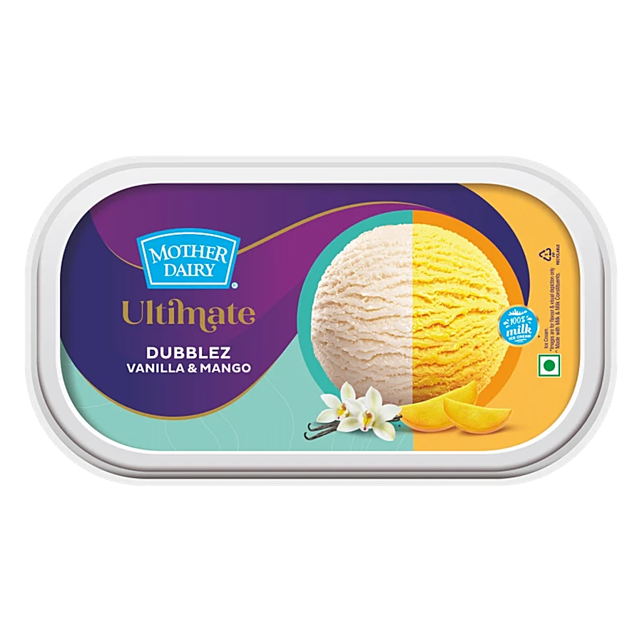 Mother Dairy Ultimate Dubblez Vanilla & Mango Ice Cream, 1 L